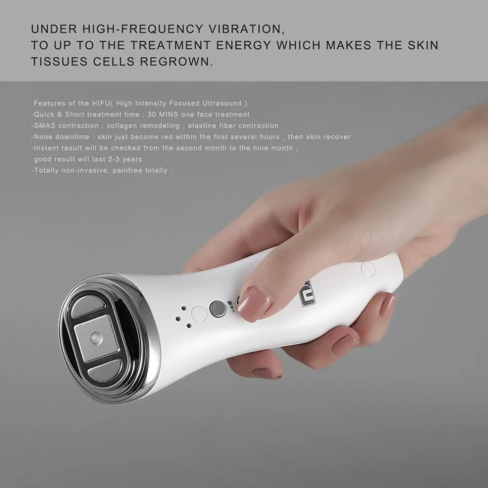 

Home Household Ultrasonic Knife Ultrasound Instrument Hand-held Portable RF HIFU Wrinkle Removal Anti-aging Machine Skin Care