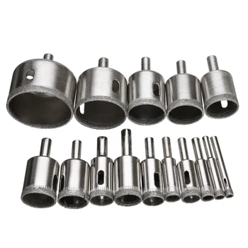 

15pcs Tile Glass Marble Hole Drilling Bits Diamond Coated Drill Core Bits Set Hole Saw Cutter Opener Tools 6-50mm Power Tools