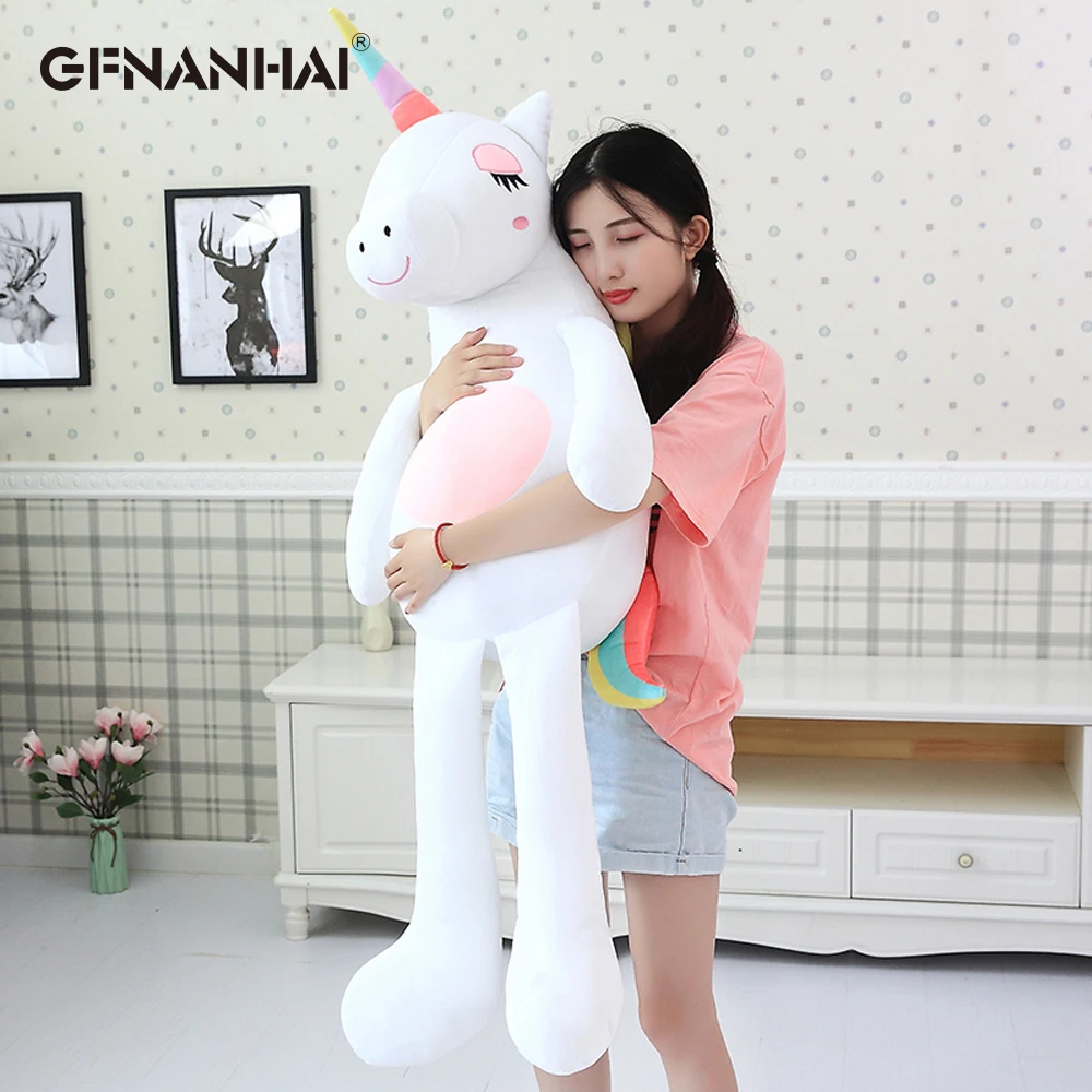 1pc 85/110/140cm Giant Size Rainbow Unicorn Plush toy kawaii Animal Soft Unicorn Dolls Stuffed Lovely Toys Home Decor Gift