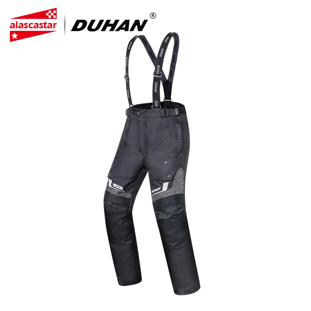 

DUHAN Motorcycle Pants Men Waterproof Winter Warm Thermal Motocross Pants Protector Suspender Trousers Motorbike Pants Armor