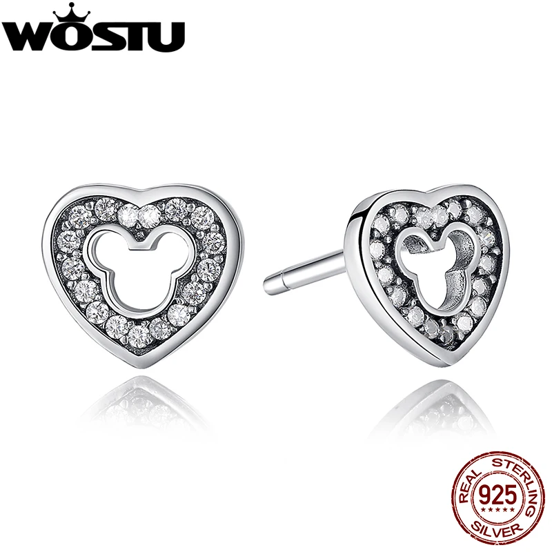 

Hot Sale 100% 925 Sterling Silver Cute Minnie Heart Stud Earrings For Women Authentic with Original WST Jewelry ZBBS415