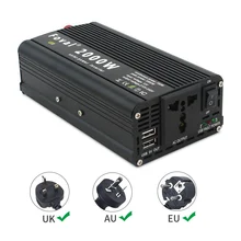 USB charge 2000W Watt DC 12V to AC 220V Portable Car Power Inverter Charger Converter Adapter DC 12 to AC 220 Modified Sine Wave very beautiful power inverter dc 12v to 220v ac car inverter outlets with usb port charger travel portable converter for laptop