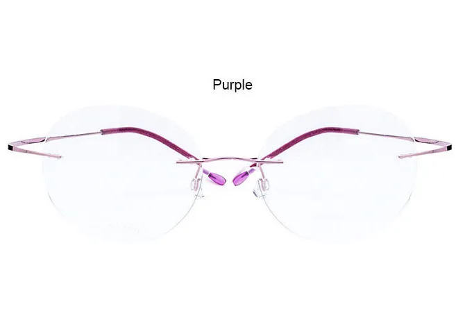 Модные титановые очки для чтения без оправы, ультра-светильник, женские очки для чтения без оправы из сплава, очки для дальнозоркости+ 1,00 до+ 4,00 - Цвет оправы: Фиолетовый