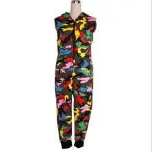 Новинка; модный детский Камуфляжный костюм для танцев в стиле хип-хоп; Свободные Комбинезоны; цельнокроеные штаны-шаровары; комбинезон с капюшоном без рукавов