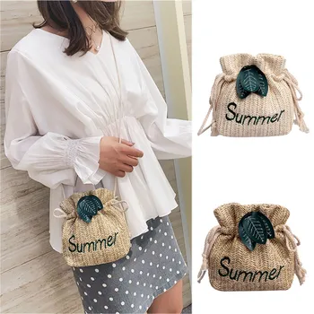 

bags for Women 2019 Drawstring Dumplings String Beach Bags Straw Bag Female Shoulder Messenger bag worek plecak sznurek#y4