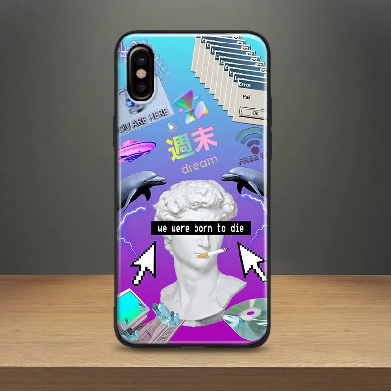

Vaporwave Aesthetic Trend Art Soft Silicone Phone Case Cover Shell For Apple iPhone 5 Se 5s 6 6s 6Plus 6sPlus 7 8 7Plus 8Plus X