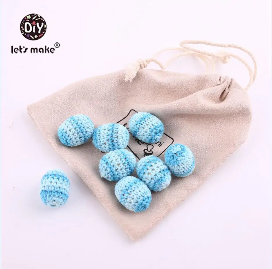 

Let's Make 5pc Crochet And Wood Pacifier Clip Wooden Bead Dummy Clip Holder Soother Chains Baby Teething Beads