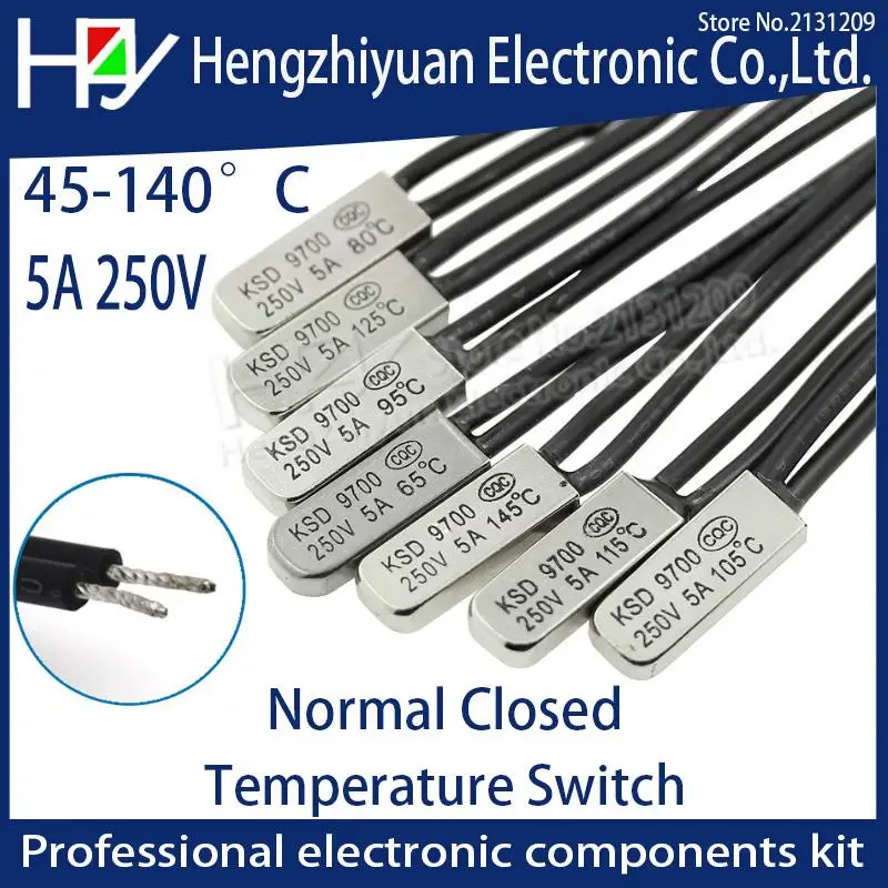 

KSD9700 5A 250V 15C 25C 35C 40C 55C 60C 75C 80C 85C 90C 95C 100C 110C 155C N/O N/C Thermostat Thermal Protector fuses Switch