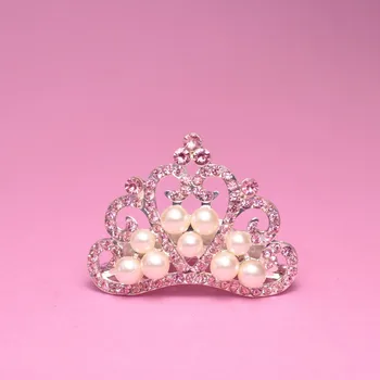 

new arrival Children Hair Accessories crown alloy Rhinestone Button For hair accessory 10Ps/lot