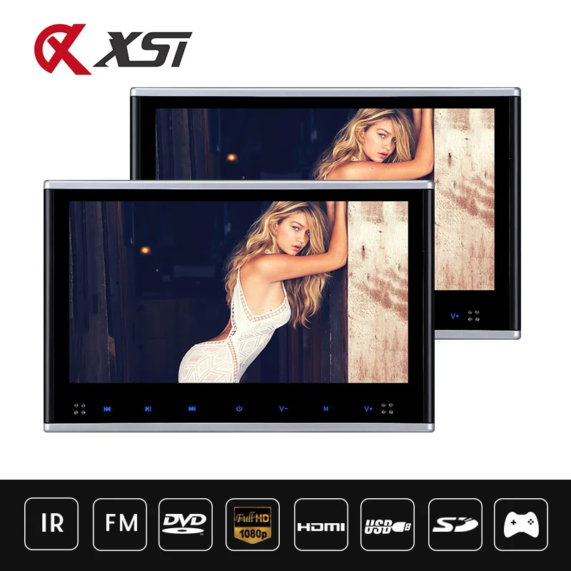 

XST 2PSC 10.1 Inch HD Digital TFT LCD Screen Auto Car Headrest Monitor MP5 DVD Player USB/SD/HDMI/IR/FM/Speaker Game Disc
