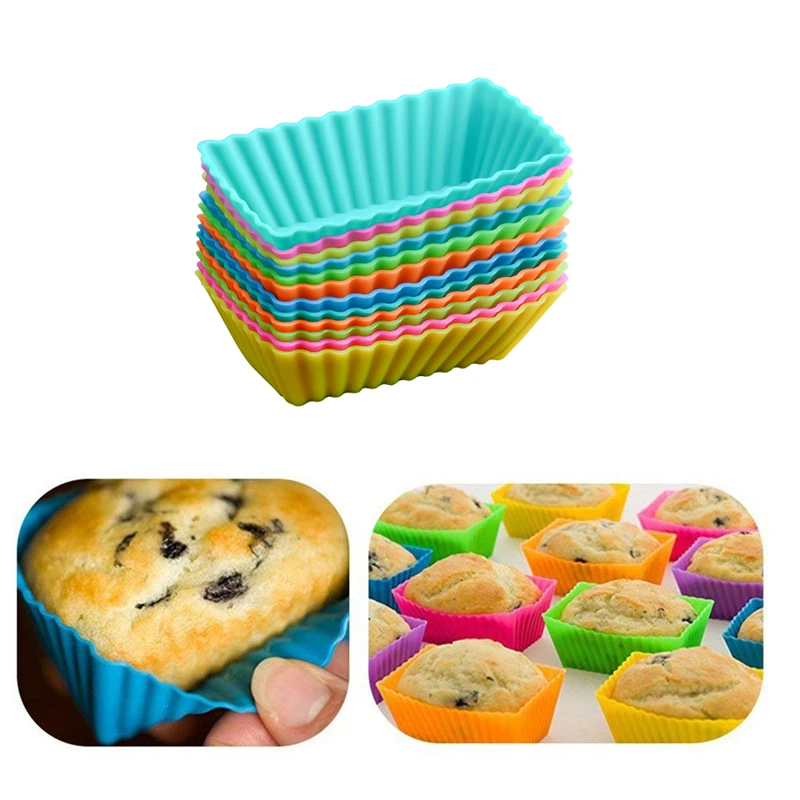 10PCS Rose flower Silicone Samll Loaf Pan Muffin Baking Cups Cupcake Mold Mould