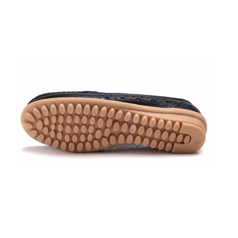 Confortable Mocassins Appartements Ballerine Véritable rouge Femmes Doux Chaussures Lady Femme Évider D'été 617 Noir blanc Plates Cuir Yaerni jaune Bsn qC45vw8