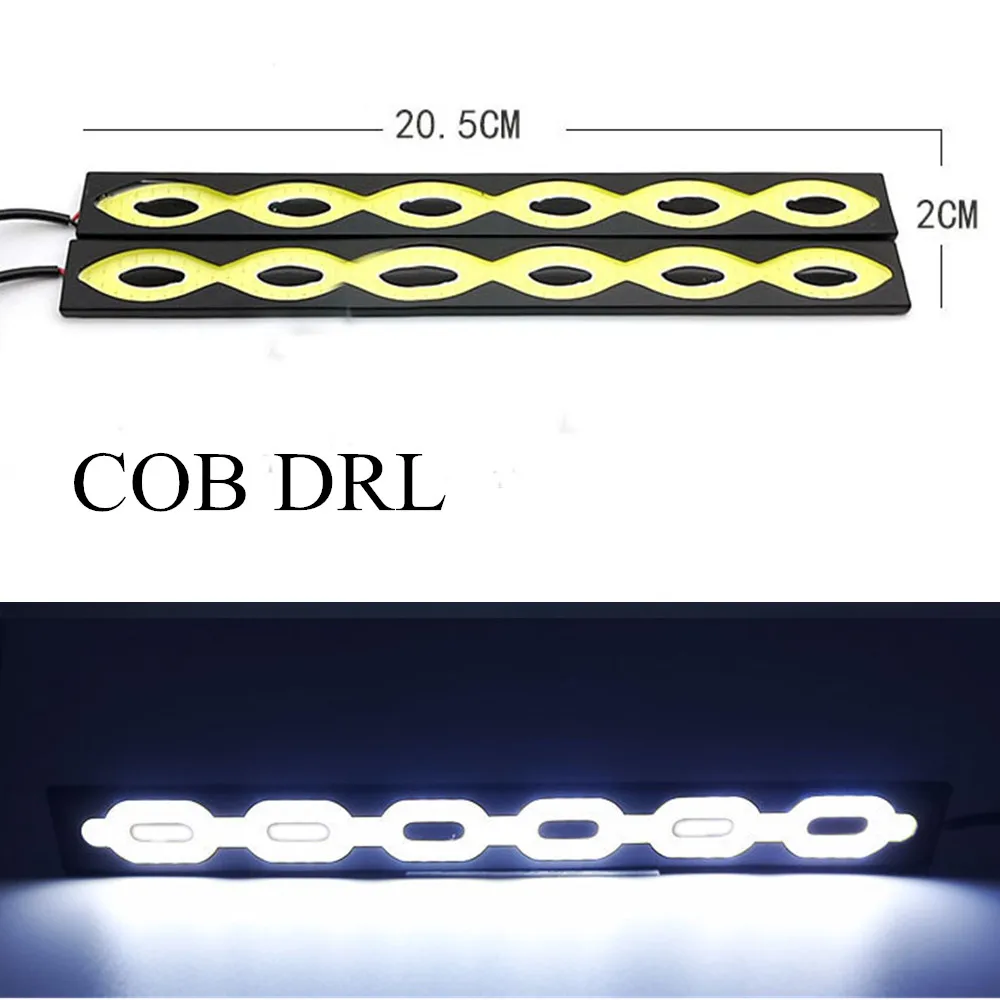 

high quality2pcs COB lights Car Auto wave shape light 12W super Bright Running light COB Day time Lights 2pcs/lots