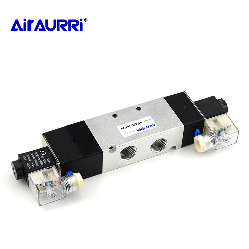 

5-port 3-position double solenoid valve 1Pcs 4V430-15 AC220V Pneumatic air valve 1/2" BSPT