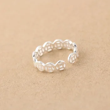 

Bijoux Bohemian Vintage 925 Sterling Silver Coin Rings For Women Wedding Large Open Rings Girls Fancy Jewelry Wholesale