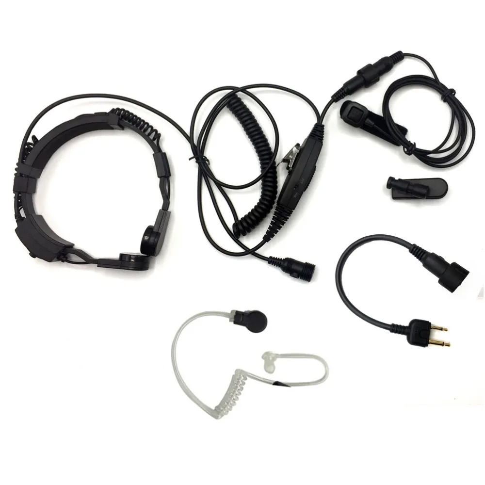 Heavy Duty Military Tactical Air Tube Throat Microphone Mic Headset PTT