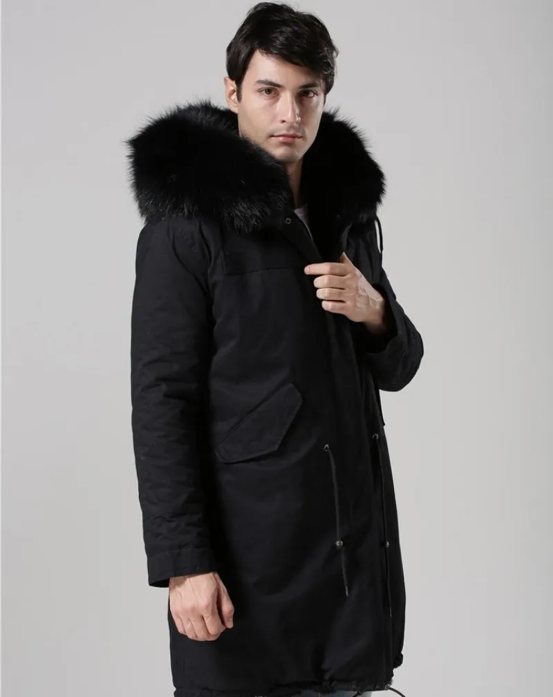 Лидирующий бренд, зимняя толстовка с воротником из натурального меха, Мужская парка, теплая меховая подкладка, пальто, хлопковые длинные куртки для мужчин размера плюс 4XL, пальто в стиле милитари