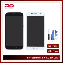 S7 lcd экран для samsung Galaxy S7 G930T G930V G930A G930P ЖК-экран кодирующий преобразователь сенсорного экрана в сборе с рамкой