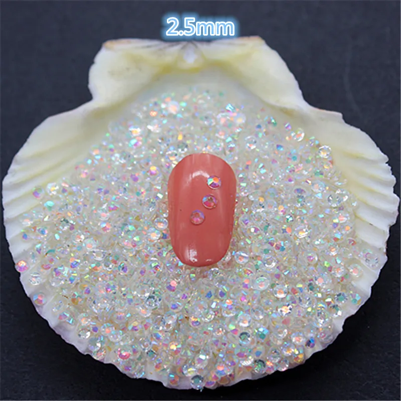 SS8 2.5mm 5000pcs/pack 3D Nail Art Rhinestones Clear Crystal AB Resin