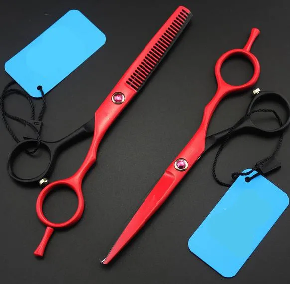 Новинка 5,5 дюймов титановые волосы филировочные ножницы для стрижки Парикмахерские ножницы Ножницы Набор инструментов для укладки - Цвет: red set