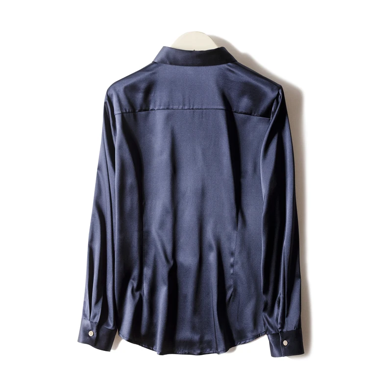 Летняя качественная шелковая рубашка багровая шелковая креповая атласная Женская блузка с длинными рукавами больших размеров M L XL