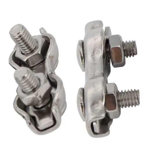 M4 10PCS 304 Stianless Steel Wire Rope Double Clips Clamps Buckleclamp