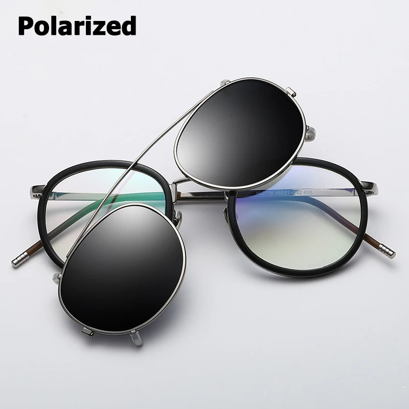 JackJad SteamPunk Style Lens Removable Polarized Sunglasses Clip On Vintage Round Metal Eyewear Sun Glasses Oculos De Sol 2776|Men