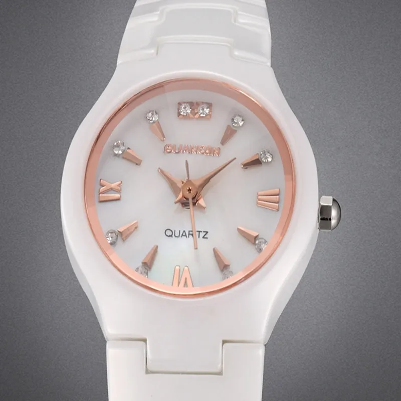 Высококачественные GUANQIN часы женские кварцевые брендовые Роскошные Hardlex 30 м водонепроницаемые противоударные часы женские s керамические наручные часы