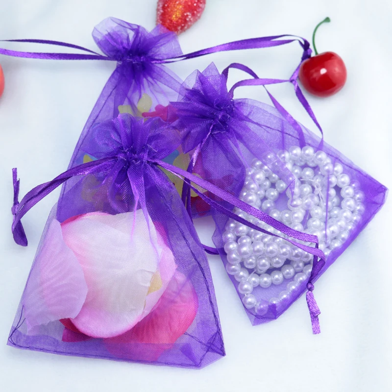500pcs Lot Wholesle New Purple Drawstring Organza Pouch Gift Bags 500pcs Lot Wholesle New Purple Drawstring Organza Pouch Gift Bags Fit Wedding Party 90 120mm In Jewelry Packaging Display From Accessories On