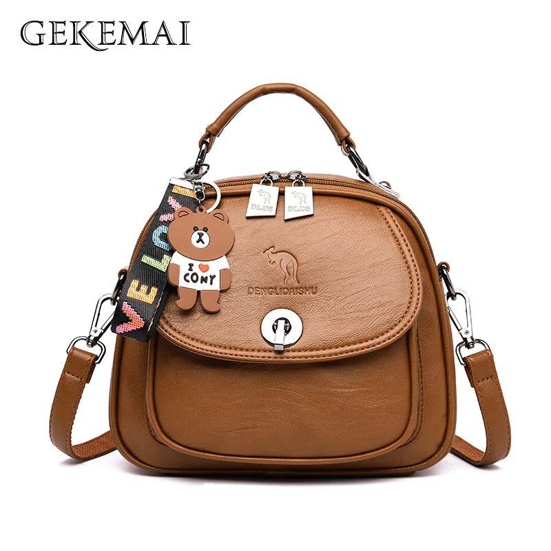 Best 2019 Multifunction Small Women Backpack 3 in 1 Soft Leather Backpacks for Teenage Girls Female School Bag Bagpack Travel Mochila