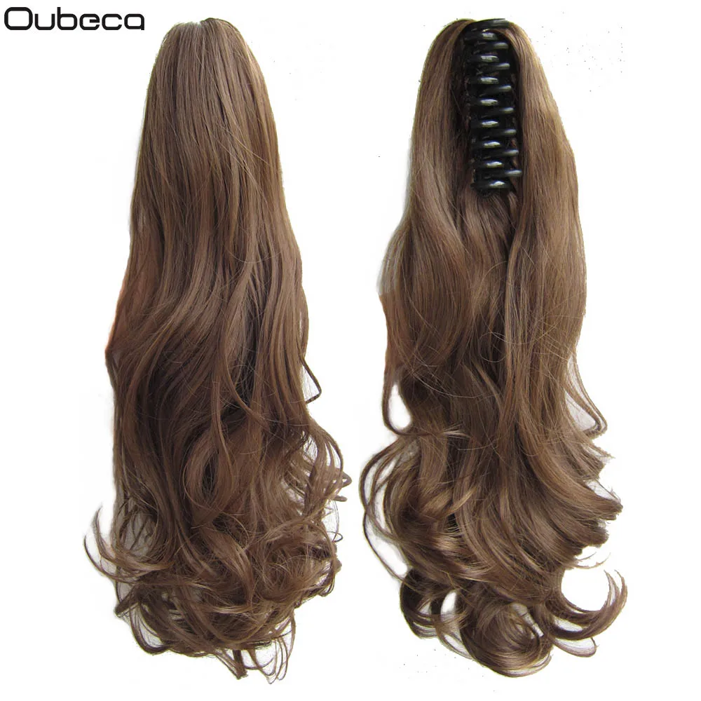 Oubeca Synthetic Fiber Claw Clip Wavy Ponytail Extensions Long Thick Wave Pony Tail Hair Piece Clip In Hair Extensions For Women