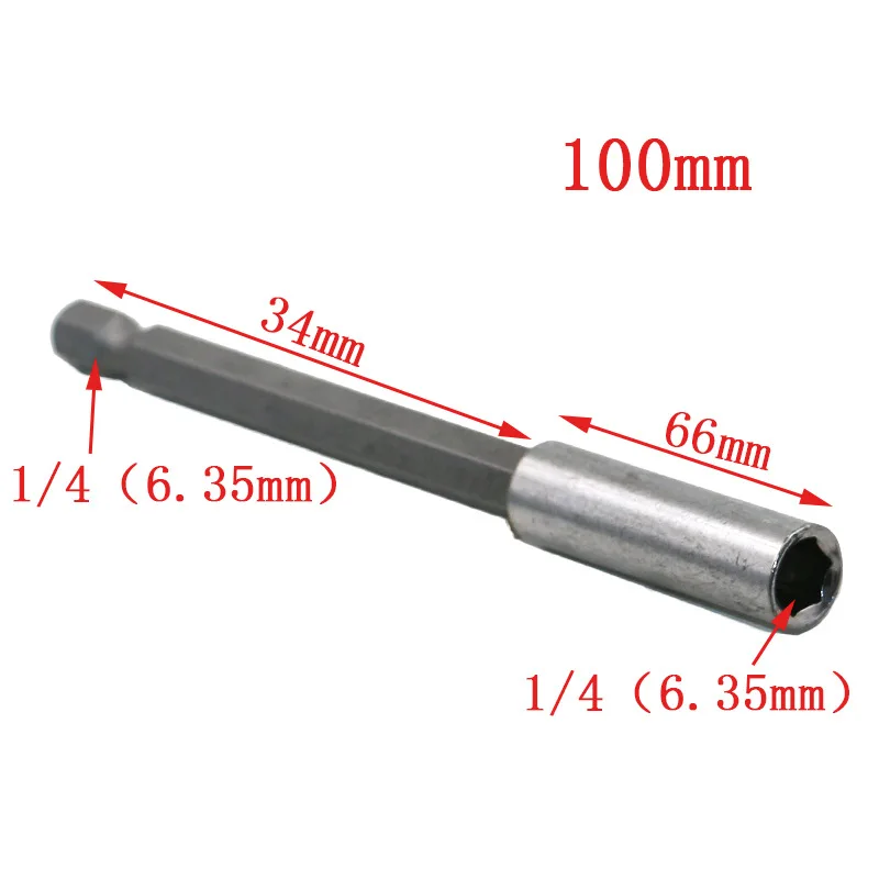 1/" шестигранный хвостовик Магнитная Буровая головка держатель удлинитель отвертка удлинение шестигранный ключ стержень - Цвет: 100mm