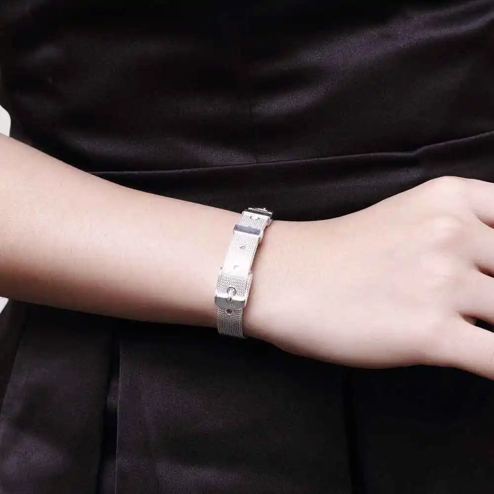 Браслет мужской из сетчатой ткани 10 мм с серебряным покрытием 925|bracelet 10mm|silver plated