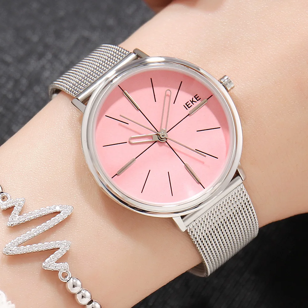 IEKE brand women watches quartz woman watch stainless steel pink gold