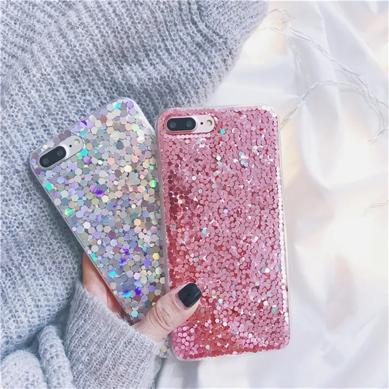 

Shining Bling Sequins Soft Case For iPhone 8 plus 7plus 6 6S Plus Back Cover For iPhone X S XR XS Max phone cover fundas Capa