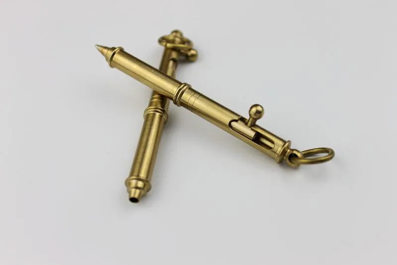 

Writing Tools Portable Pocket Pen EDC Solid Brass Mini Pen Machined Pull Bolt Ballpoint Pen