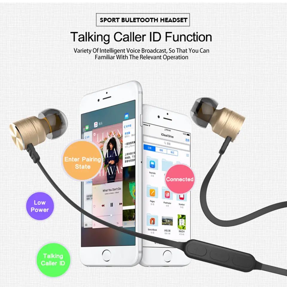 Earphones Bluetooth Earphone Wireless Headset Wireless Bluetooth Earphone With Microphone Portable Metal Magnetic For Sport (23)