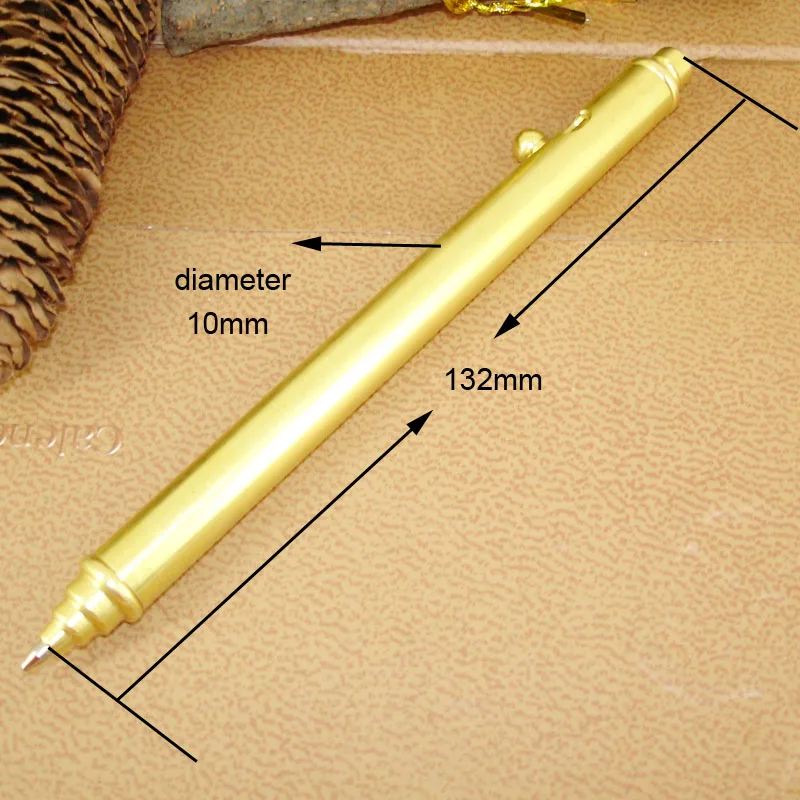 Новинка, стильный дизайн, ручная работа, латунная ручка в форме пистолета, тянущаяся тонкая, 54 г, тяжелые шариковые ручки, милые Ретро золотые медные ручки