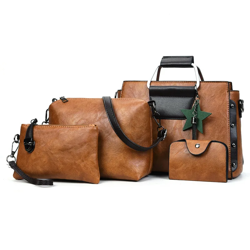 

Fashion Women's Handbags 4 Pcs/set Composite Bags Handbag Women Shoulder Bags Female Totes Large Capacity Women's Crossbody Bags