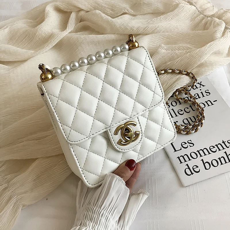 

Louis Brand Hot Pearl Chain High-Grace PU Cortex Small Fragrant Wind Siingle Shouder Slanting Woman Elegant Bags Luis Vuiton GG
