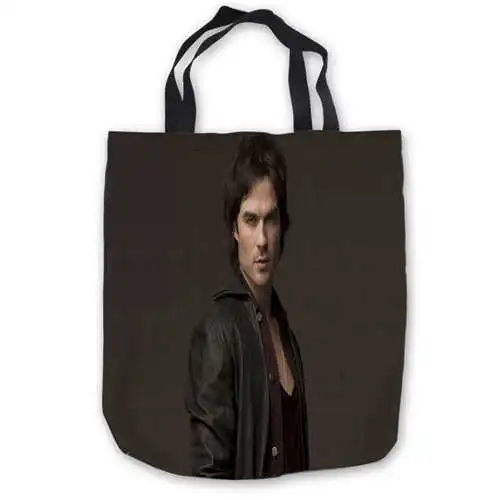 Изготовленные на заказ холщовые Сумки Nina-Dobrev-Ian-Somerhalder-(1) ручные сумки для покупок