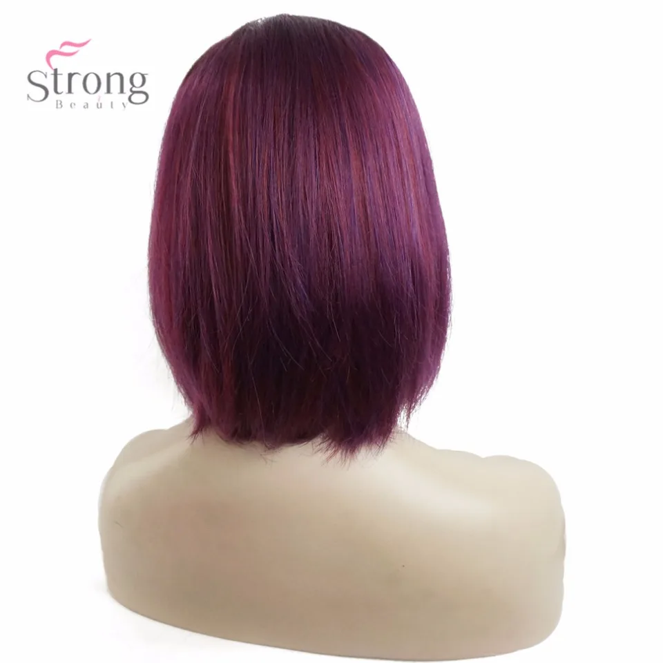Strongbeauty Women S Wig Synthetic Hair Burgundy Purple Medium Bob