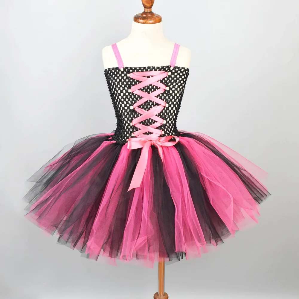 pink and black tutu dress