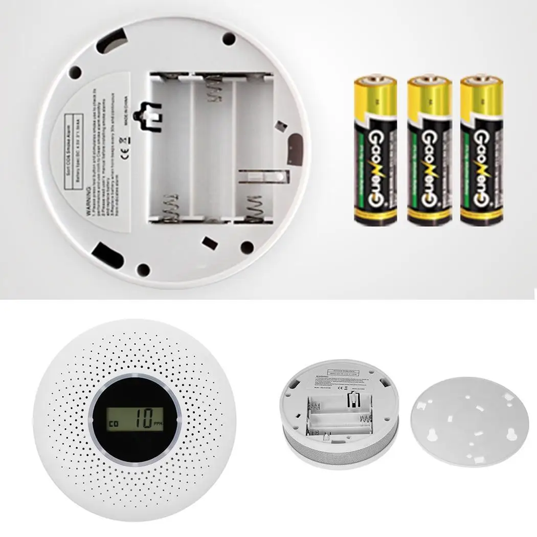 Цифровой ЖК-дисплей детектор окиси углерода дым 10-95% RH белый 000-999 PPM 0.1% дБ/m-9.9% дБ/м сигнализация 3 Вт