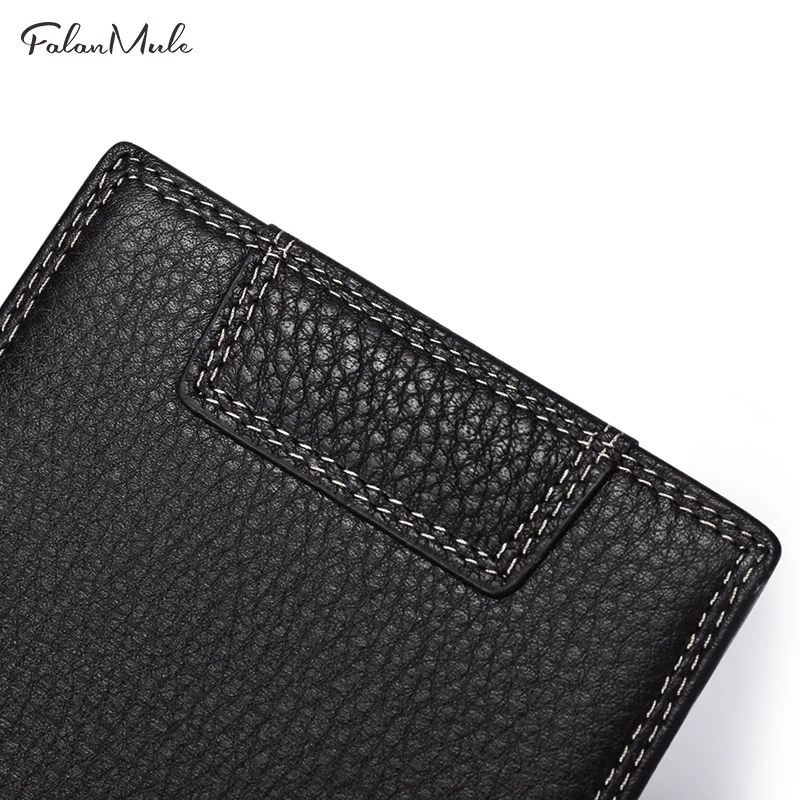 Falan Mule мужской тонкий гладкий Повседневный Двойные кошелек RFID 100% топ из