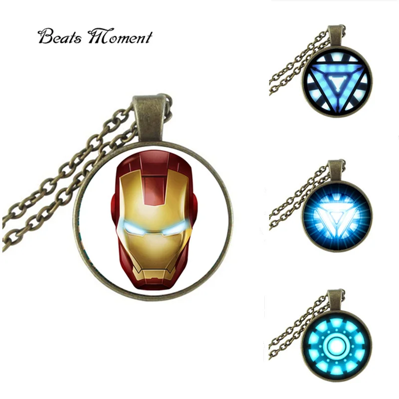 Iron Man Pendant Necklace B&M 2016 New Fashion Round Glass Necklace