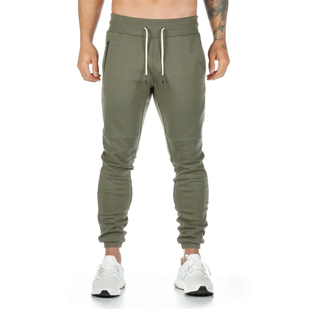 Joggers Sweatpants Mens Slim Casual Pants Solid Color Gyms Workout Cotton Sportswear Autumn Male Fitness Crossfit Track Pants on running pants