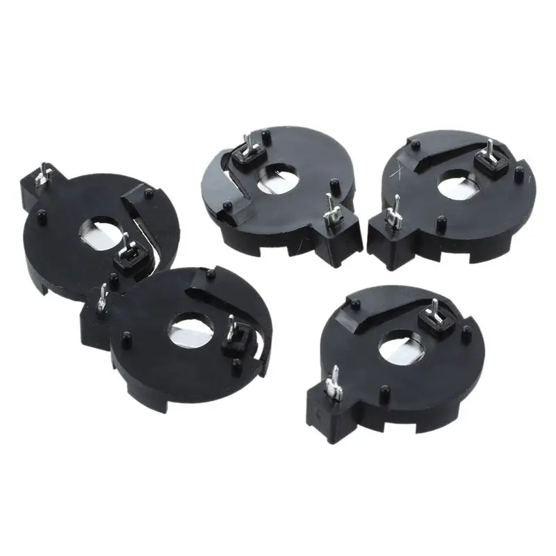 

Hot!! CR2016 2025 2032 Coin Cell Button Battery Holder Socket Black 5 Pcs