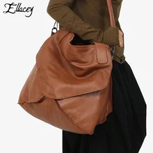 Роскошная брендовая сумка на плечо из коровьей кожи, натуральная кожа, женская сумка в ретро стиле, винтажная женская сумка, простая женская большая сумка