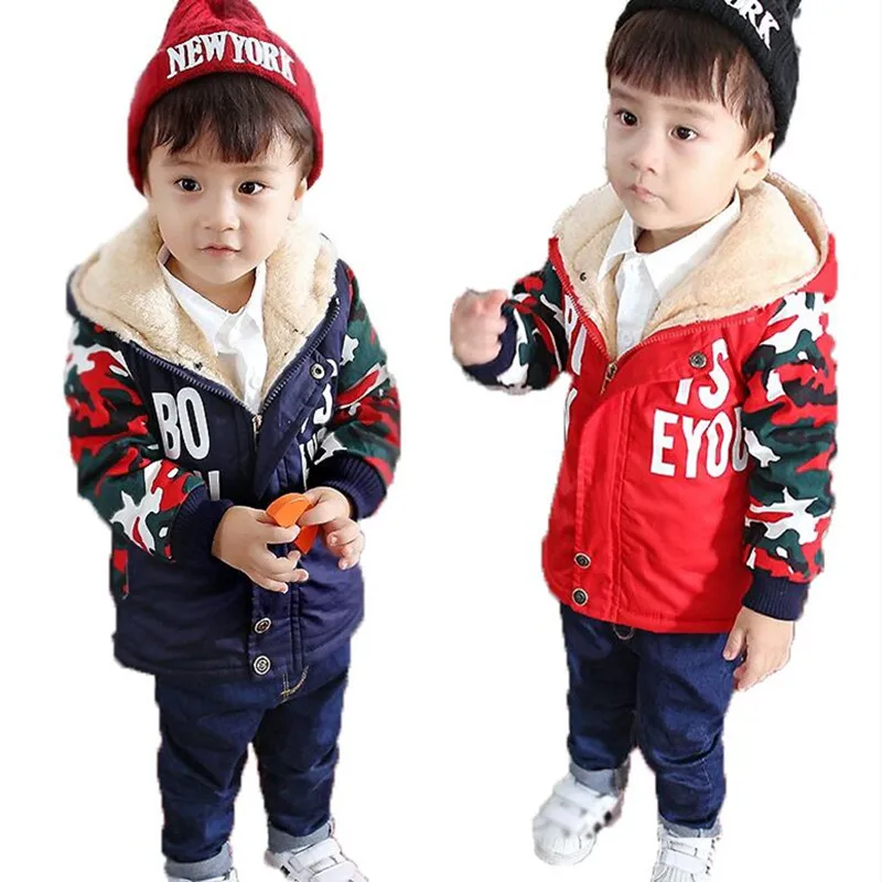

2018 Winter Boys Warm Camouflage Jackets For Baby boys Clothes Children Fashion Zipper Hooded Outerwear Kids Coats Thick Jacket